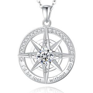 Women 925 Sterling Silver Jewelry Simulated Diamond CZ Pendant Necklace